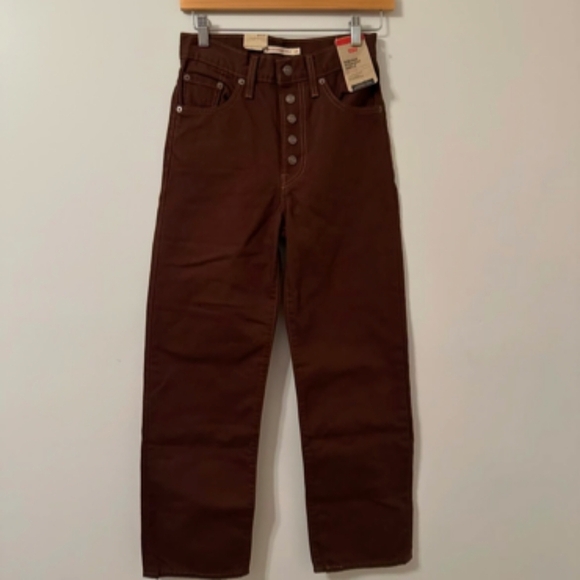 Levi's ribcage cropped chocolate pant NWT size 31 - Picture 3 of 4